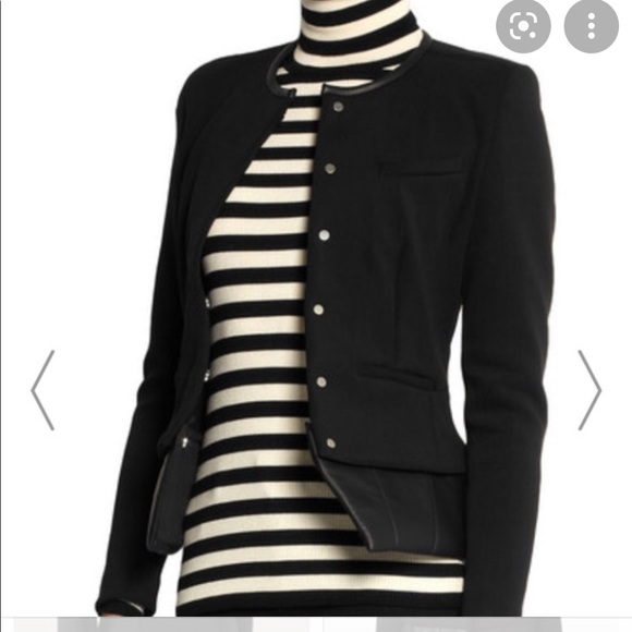 IRO Clyde Leather Trimmed Peplum Jacket 42 6 - Picture 2 of 7